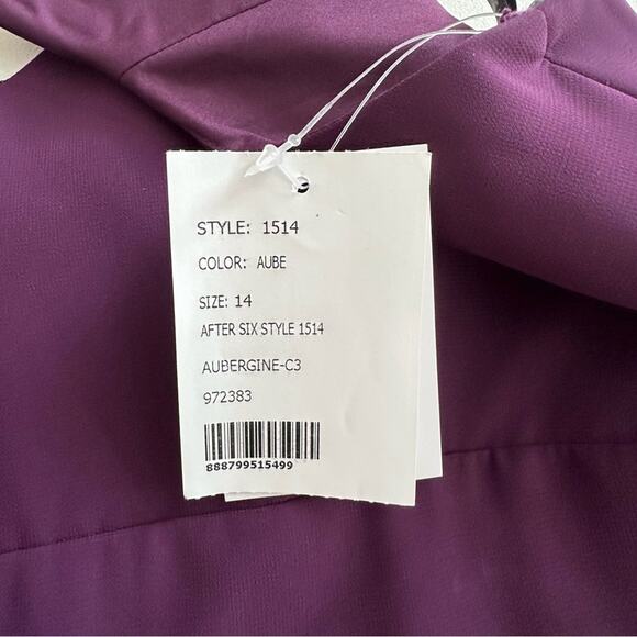 After Six Aubergine Spaghetti Strap Pleated Pocket Formal Dress 1514 Size 14 NEW - Picture 13 of 14